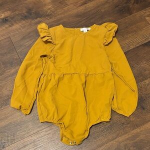 Mustard Yellow Romper with Ruffle Sleeves
